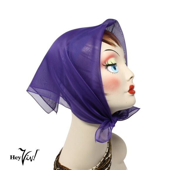 Sheer Chiffon Scarf 50s Style for Head Neck Costume 21" Square - Hey Viv - Picture 9 of 13